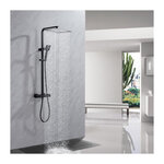 Colonne de douche OCEANIC - Mitigeur thermostatique - Pomme haute carrée 30x30 cm - Noir mat