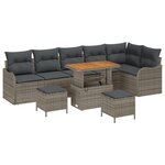 Ensemble de canapé de jardin 9 pièces vidaXL avec coussins gris poly rotin acacia