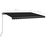 vidaXL Auvent automatique capteur de vent et LED 400x350 cm Anthracite