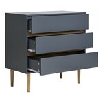 Commode 3 tiroirs en bois gris foncé 80 x 40 x 80 cm