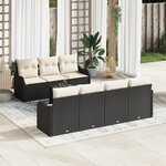 Ensemble de Canapés de Jardin 8 Pièces avec Coussins Noir Rotin Poly