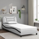 vidaXL Cadre de lit sans matelas blanc et noir 90x200 cm similicuir