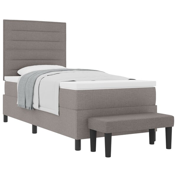 vidaXL Lit à ressort avec matelas et banc taupe 100x200 cm en tissu