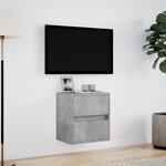 vidaXL Meuble TV mural avec lumières LED gris béton 41x31x45 cm