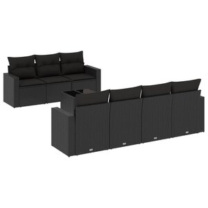 vidaXL Salon de jardin 8 Pièces avec coussins noir résine tressée