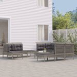 vidaXL Salon de jardin 11 Pièces avec coussins Gris Résine tressée