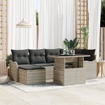Ensemble de canapés de jardin vidaXL 7 pièces avec coussins Gris clair Rotin poly