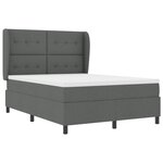 vidaXL Lit à ressort avec matelas - Gris foncé  160x200 cm en tissu