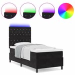 Lit Box Spring vidaXL avec matelas et LED Noir 90x190 cm Velours