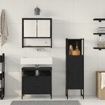 vidaXL Ensemble de meubles de salle de bain 3 pièces en chêne noir et bois de contrainte