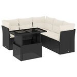 vidaXL Salon de jardin 6 Pièces avec coussins noir résine tressée
