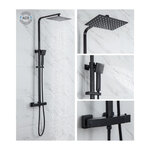Colonne de douche - Mitigeur thermostatique - Pomme haute rectangle 30x20 cm - OCEANIC - Noir mat