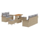 vidaXL Ensemble de Canapé de Jardin 8 pièces avec coussins Beige Rotin Poly Acacia