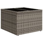 vidaXL Table de jardin dessus en verre gris 55x55x37 cm résine tressée
