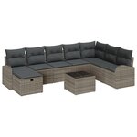 vidaXL Ensemble de Canapé de Jardin de 9 pièces avec Coussins Gris Poly Rattan