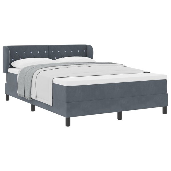 Lit ressort vidaXL avec matelas gris foncé 160x200 cm en velours