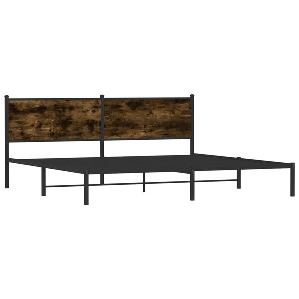 vidaXL Cadre de lit en métal sans matelas chêne fumé 193x203 cm