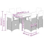 vidaXL Ensemble de bistro de jardin 7 Pièces coussins noir poly rotin