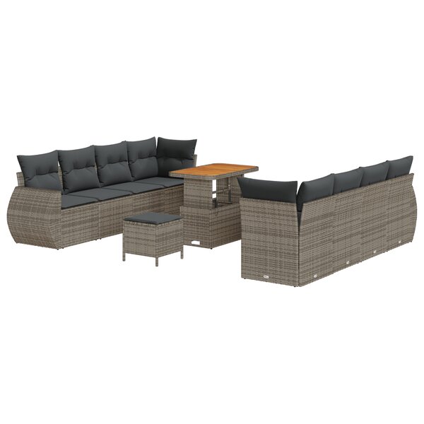 Ensemble de canapé de jardin 11 pièces vidaXL avec coussins gris rotin synthétique acacia