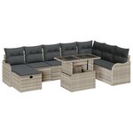 vidaXL Ensemble de canapé de jardin 9 pièces avec coussins gris clair en poly rotin