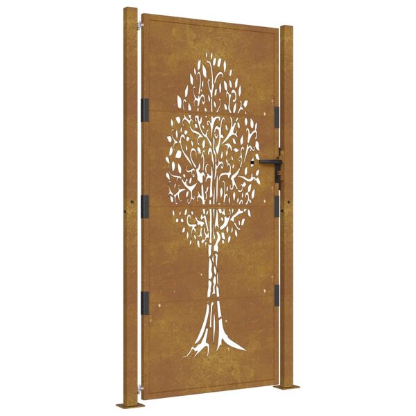 vidaXL Portail de jardin 105x180 cm acier corten conception de l'arbre