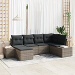 vidaXL Ensemble de Canapés de Jardin 6 Pièces avec Coussins Gris Poly Rattan