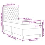 Lit Box Spring vidaXL avec Matelas & Lumière LED Gris clair 80x200 cm Velours