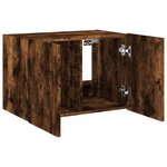 vidaXL Meuble TV mural avec lumières LED chêne fumé 60x35x41 cm