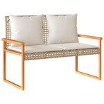 vidaXL Banc de jardin avec coussin mélange beige résine tressée acacia