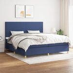 vidaXL Sommier à lattes de lit avec matelas Bleu 200x200 cm Tissu
