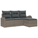 vidaXL Ensemble de Canapés de Jardin 4 Pièces avec Coussins Gris en Poly Rattan
