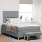 vidaXL Lit à Sommier avec Matelas & Banc Gris Clair 120x190 cm Tissu