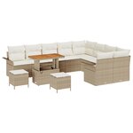 Ensemble de canapés de jardin de 12 pièces avec coussins en rotin beige poly