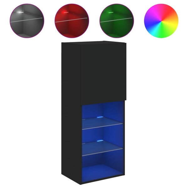 vidaXL Meuble TV avec lumières LED noir 40 5x30x102 cm