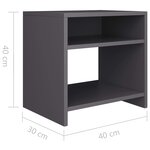 vidaXL Tables de chevet 2 Pièces Gris 40x30x40 cm Bois d'ingénierie
