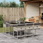 vidaXL Ensemble à manger de jardin et coussins 7 Pièces gris clair rotin