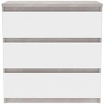 Commode CHELSEA 3 Tiroirs - Couleur blanc/béton clair - 77 2 x 42 x 79 9 cm