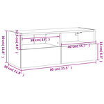vidaXL Meuble TV mural gris béton 80x30x30 cm bois d'ingénierie