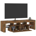 vidaXL Meuble TV avec lumières LED Chêne fumé 140x36 5x40 cm