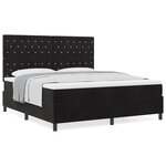 Lit à ressorts avec matelas vidaXL Noir Super King Velours