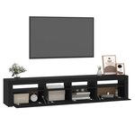 vidaXL Meuble TV avec lumières LED Noir 210x35x40 cm