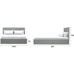 Lit coffre adulte MARTIN - Couchage 140 x 190 cm - Gris clair - Sommier à lattes - 201 x 146 x 99 cm