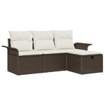 vidaXL Ensemble de canapé de jardin 4 pièces avec coussins Marron Rattan