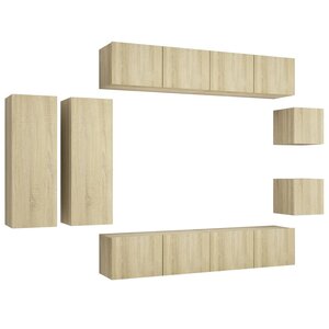 vidaXL Ensemble de meuble TV 8 Pièces Chêne sonoma Bois d'ingénierie