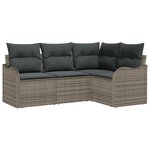 Ensemble de canapé de jardin 4 pièces avec coussins gris poly rattan vidaXL
