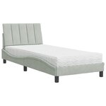 vidaXL Lit avec matelas gris clair 80x200 cm velours