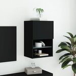 vidaXL Meuble TV avec lumières LED noir 40 5x30x60 cm