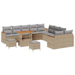 Ensemble de Canapés de Jardin vidaXL de 13 Pièces avec Coussins Beige Poly Rattan Acacia