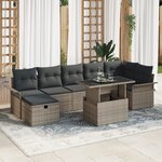 vidaXL Ensemble de canapé de jardin 8 pièces avec coussins Gris Rotin