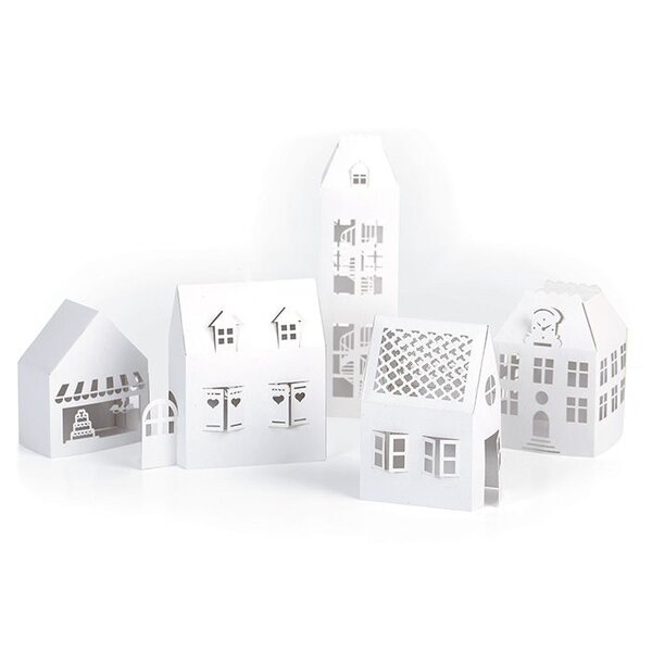 5 maisons blanches de décoration à monter soi-même 19 x 5 5 x 4 5 cm
